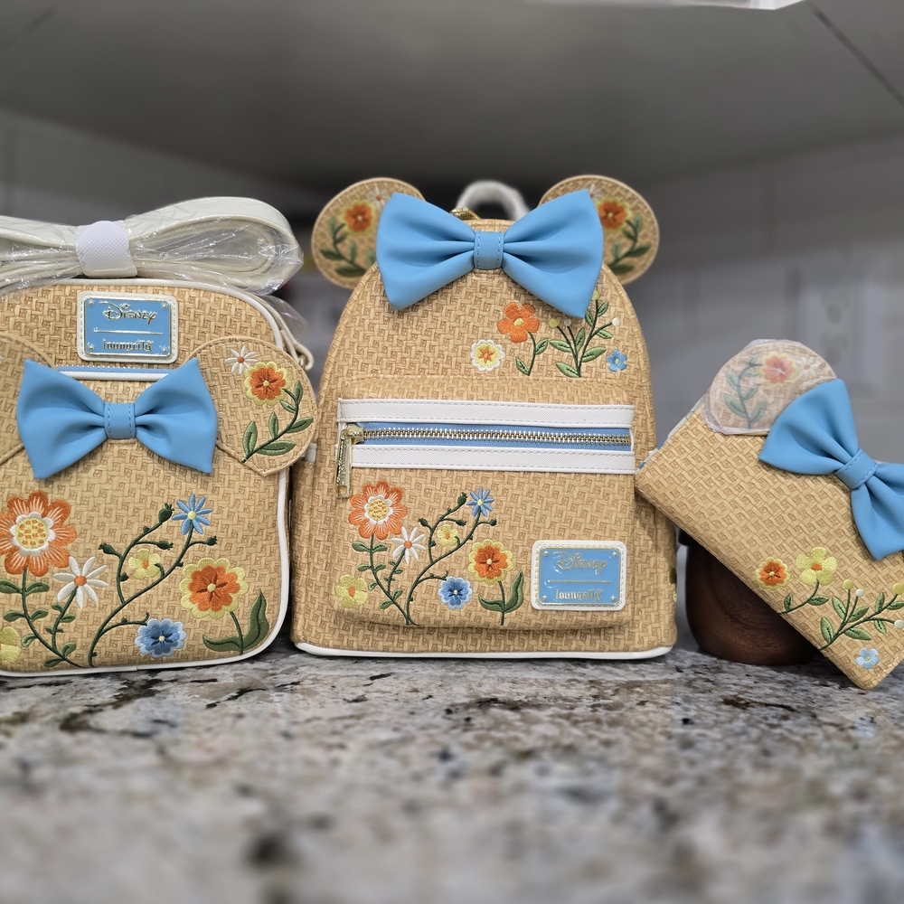 Disney Kids Floral Backpack Set - Blue and Tan